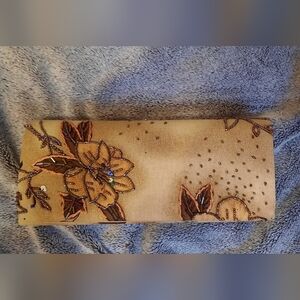 Beaded Tan Floral Embellished Clutch